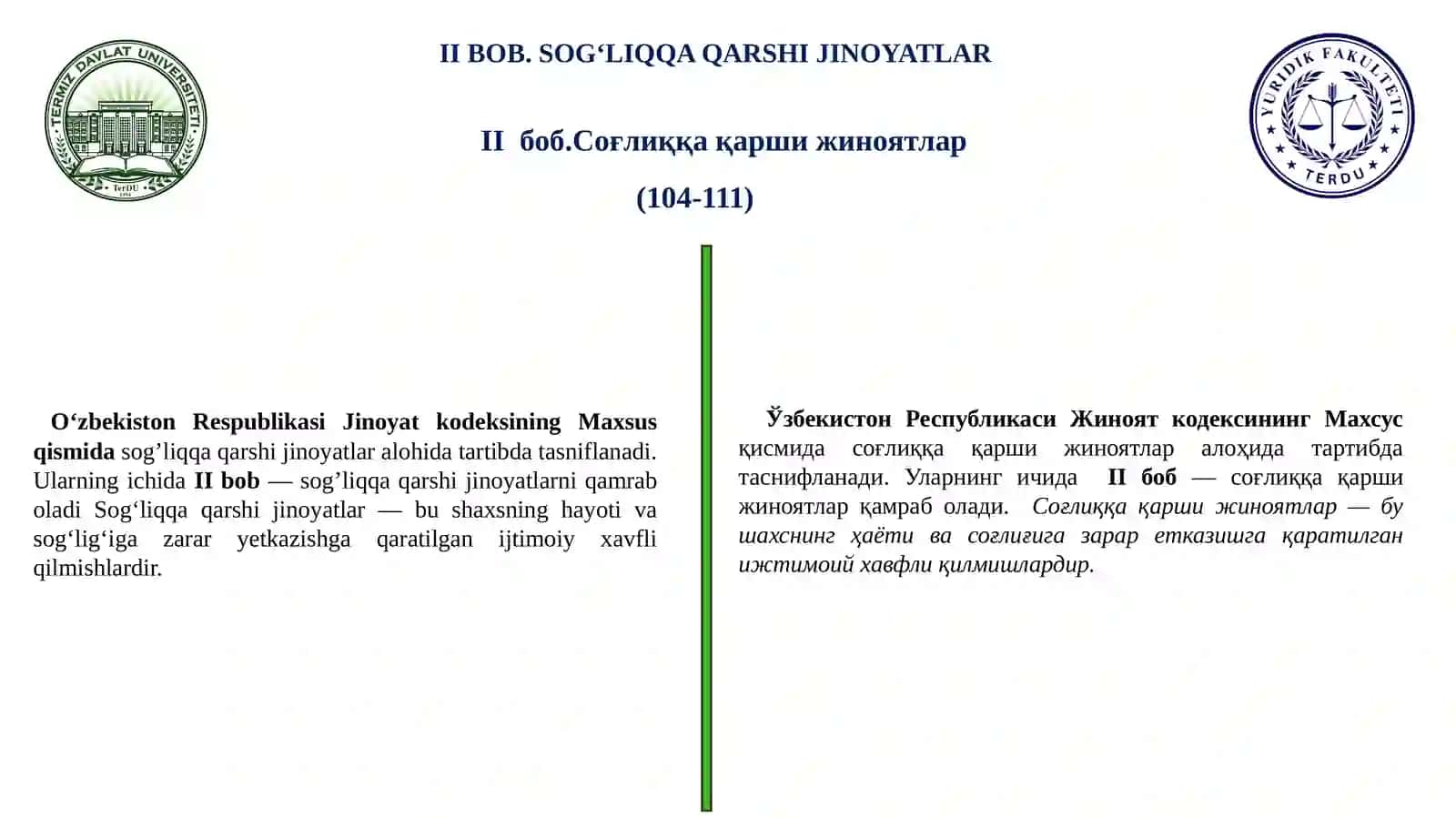Соғлиққа қаршижиноятлар 2