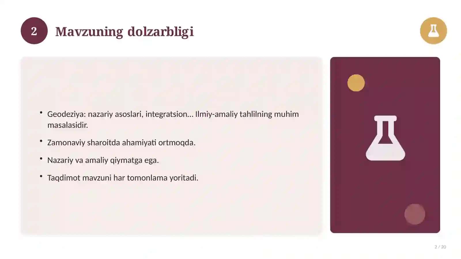 Geodeziya: nazariy asoslari, integratsion yondashuvda (Magistrlik dissertatsiyasi mavzusi) 2