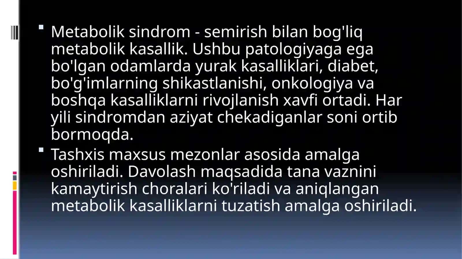 Metobolitik sindrom kelib chiqishining biokimyoviy asoslari va asoratlari 2