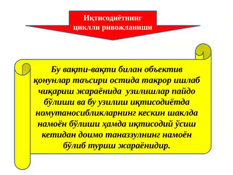 ИҚТИСОДИЁТНИНГ  ЦИКЛЛИЛИГИ  ВА МАКРОИҚТИСОДИЙ БЕҚАРОРЛИК 2
