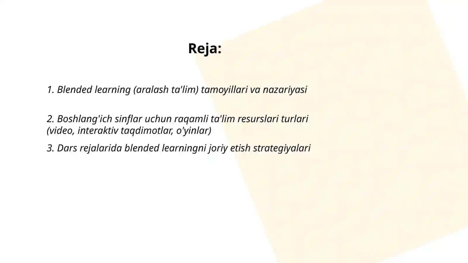 Boshlang'ich sinflarda raqamli ta'lim resurslarini joriy etish. Blendedvlearning modeli 2