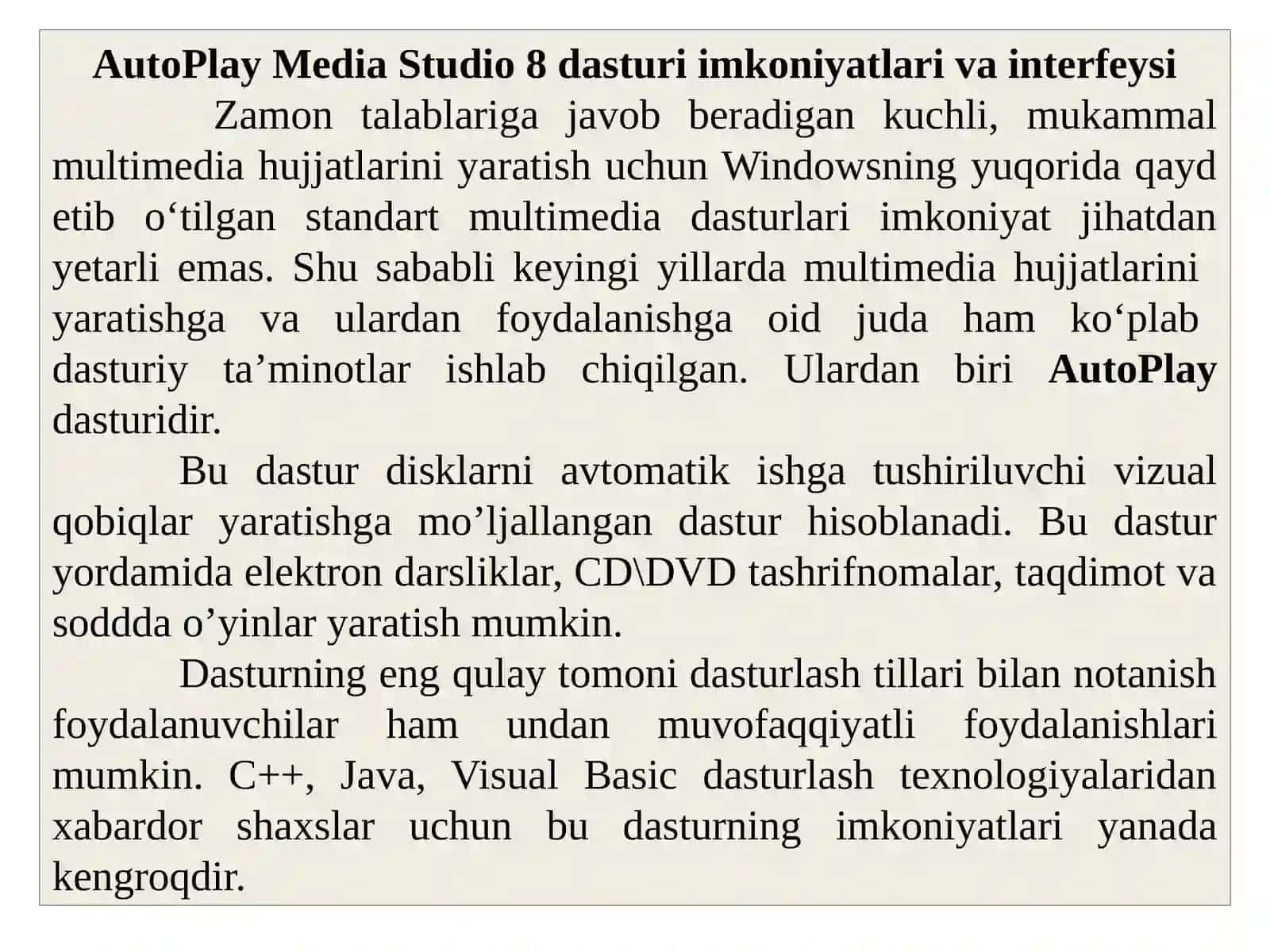 AutoPlay Мedia Studio 8 dasturi tavsifi 2