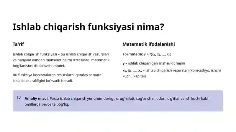 Ishlab chiqarish funksiyasi 2