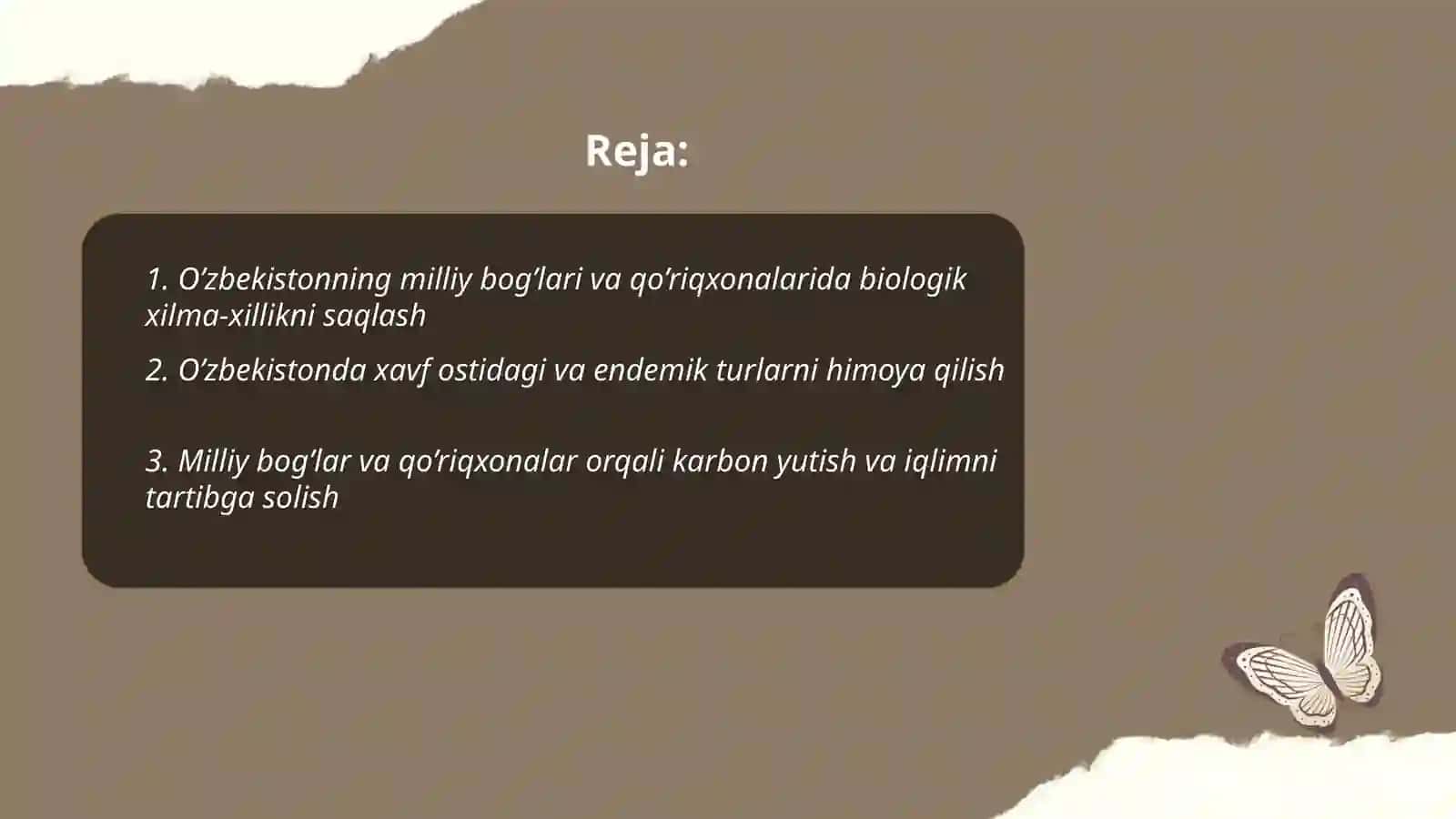 O’zbekistonning milliy bog’lari va qo’riqxonalarida biologik xilma-xillikni saqlash 2