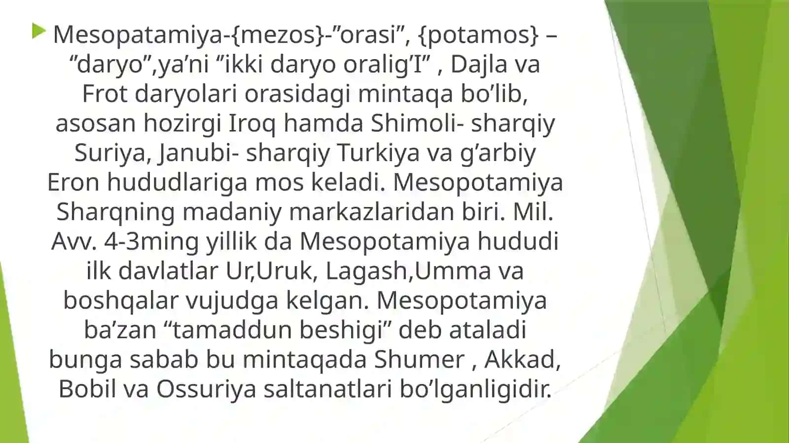 Mesopatamiya tarixiga qaratilgan ko’zgu 2