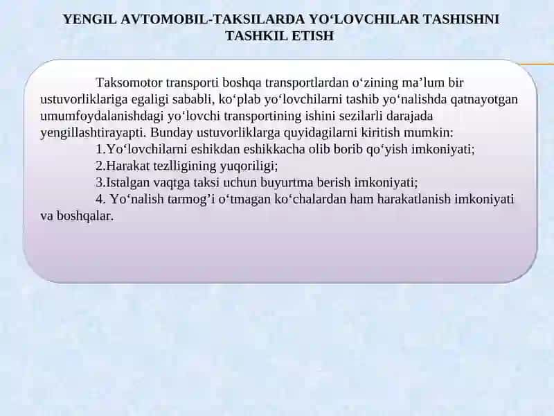 YENGIL AVTOMOBIL-TAKSILAR ISHINITASHKIL ETISH 2