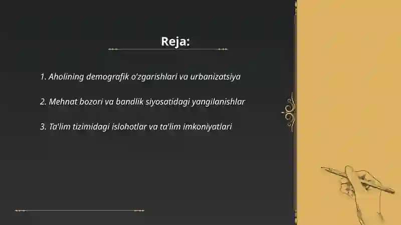 O'zbekiston Respublikasidagi ijtimoiy o'zgarishlar 2