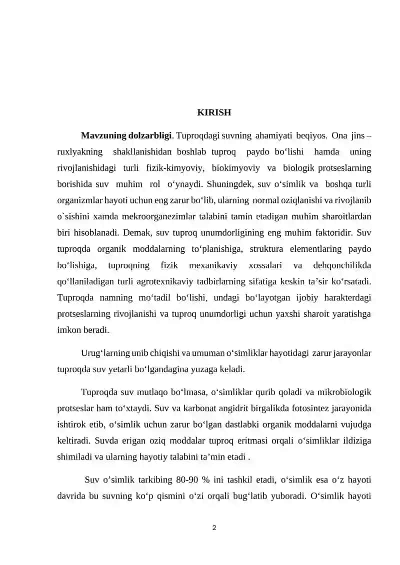 Tuproqning suvni bugʻlatish xossasi, suv balansi, tuproq suv rejimini tiplari 2