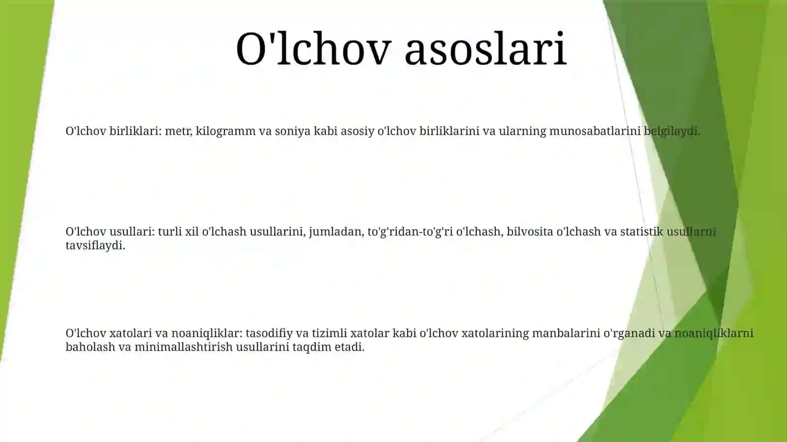 O'Lchash Turlari Va Usullari 2
