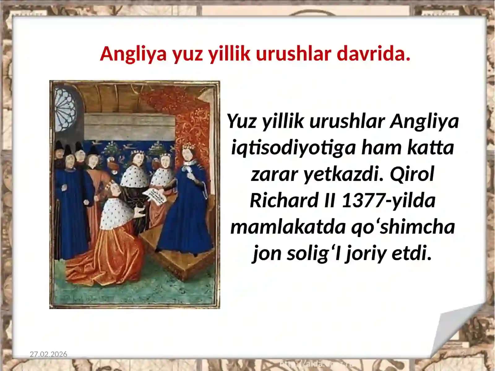 7-sinf Jahon tarixi fanidarsligi asosida 27-mavzu 2