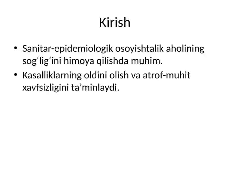 Aholiga sanitariya va epidemiyaga qarshi xizmat ko‘rsatishni tashkil etish 2