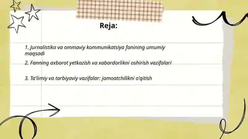 Jurnalistika va ommaviy kommunikatsiya fanining maqsadi va vazifalari 2