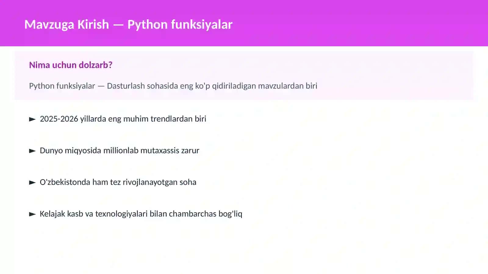 DASTURLASH | PYTHON DASTURLASH 2