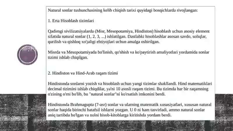 Natural son va nol tushunchasining vujudga kelish tarixini o’rganish 2