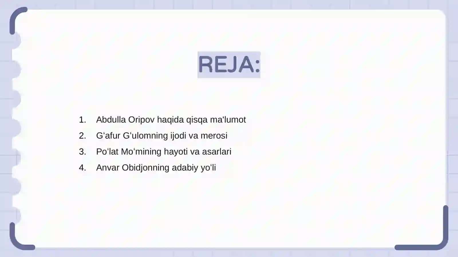 Abdulla Oripov, Gʻafur Gʻulom, Poʻlat Moʻmin, Anvar Obidjon hayoti va ijodi 2