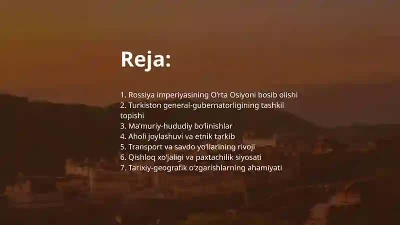 O'rta Osiyoning Rossiya imperiyasi boshqaruvidagi tarixiy-geografiyasi 2