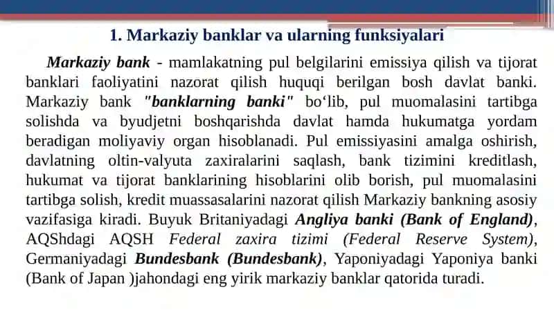 Markaziybank va uning funksiyalari 2