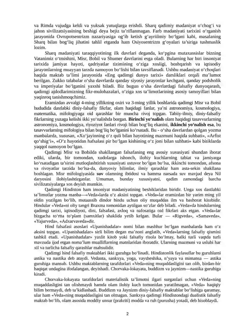 Falsafiy tafakkur tarixi taraqqiyoti bosqichlari: Sharq falsafasi 2
