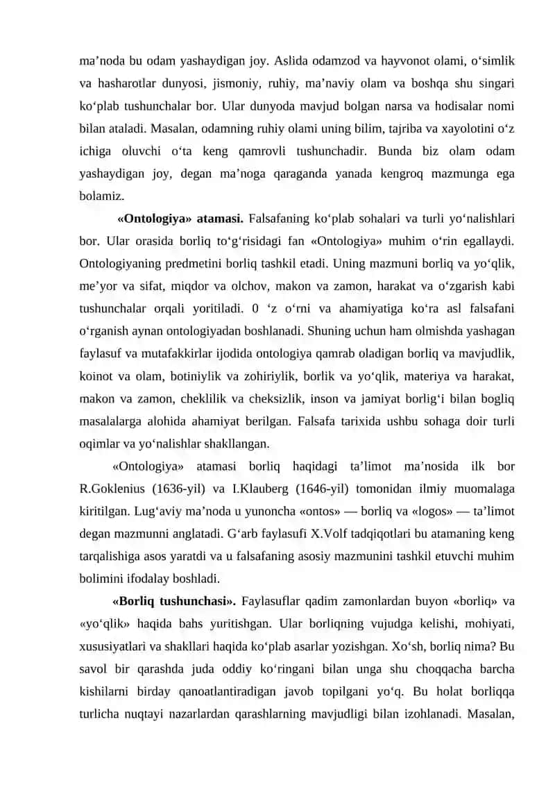 Borliq (ontologiya) va rivojlanish falsafasi 2