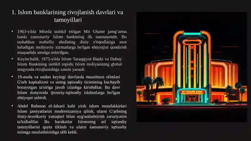 Islom banklari shakllanishiga ta'sir etuvchi omillar falsafasi haqida 16 betlik prezentatsiya yani taqdimot 2