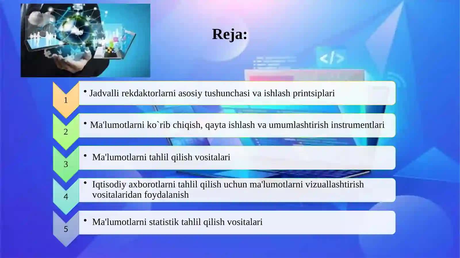 JADVAL RЕDAKTORLARDAN IQTISODIY MASALALARNI ЕCHISH JARAYONIDA FOYDALANISH 2