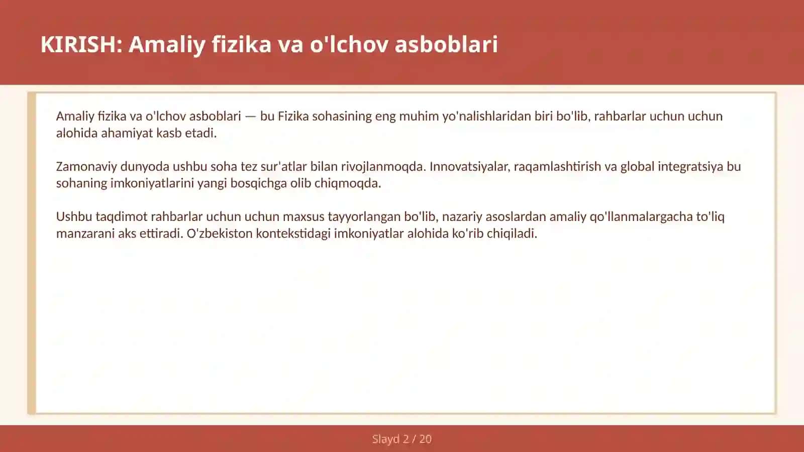 AMALIY FIZIKA VA O'LCHOV ASBOBLARI 2