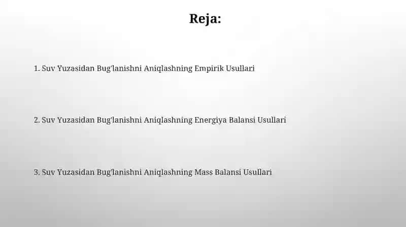 Suv yuzasidan boʻladigan bugʻlanshni aniqlash usullari 2
