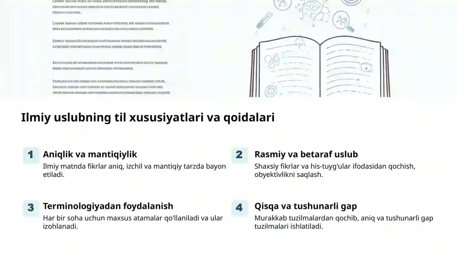 Ilmiy uslub: asosiy xususiyatlar 2