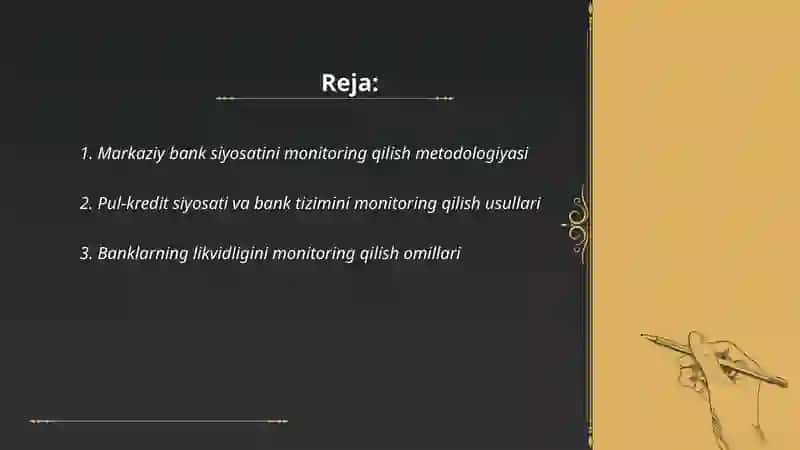 Markaziy bank siyosatini monitoring qilish metodologiyasi 2