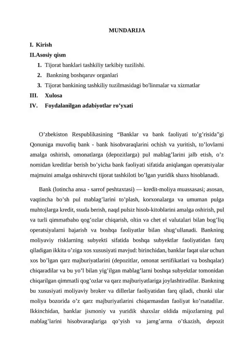 Tijorat bankining tashkiliy-tarkibiy tuzilishi 2