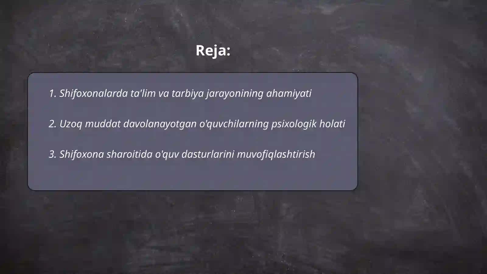 Shifoxonalarda uzoq davolanuvchi maktab oʻquvchilarni ta'lim va tarbiyalash konsepsiyasi 2