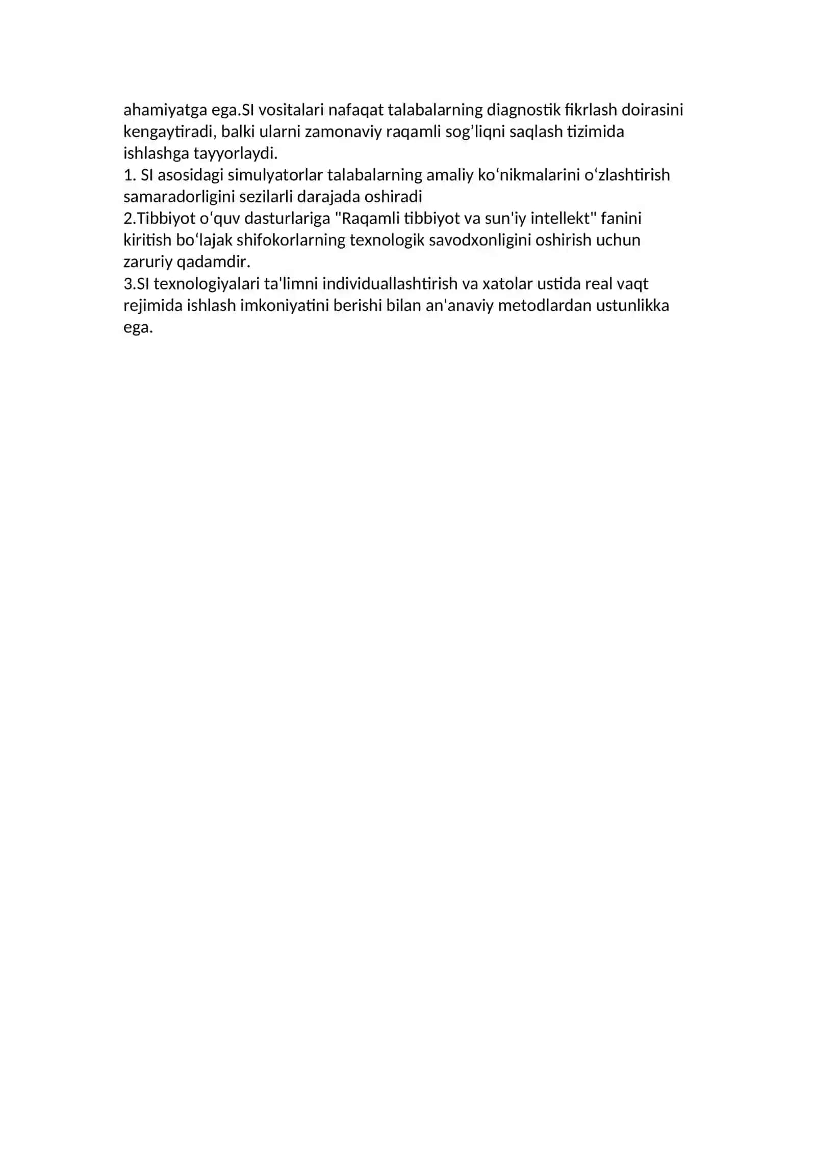 Tibbiyot oliy ta'lim muassasalarida talabalarning raqamli kompetensiyalarini shakllantirishda sun'iy intellekt texnologiyalarining oʻrni 2