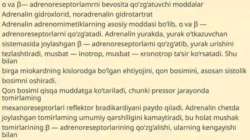 Adrenoretseptorlarni qo'zg'atuvchi vositalar 2