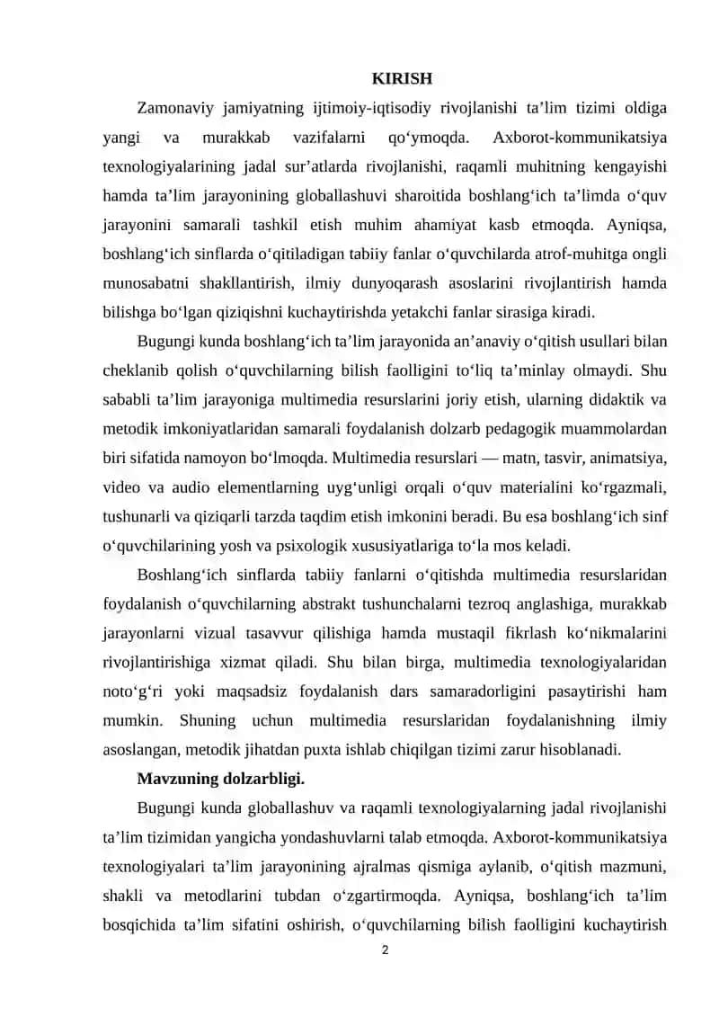 BOSHLANGICH SINFLARDA MULTIMEDIA RESURSLARIDAN FOYDALANISH METODiKASi 2