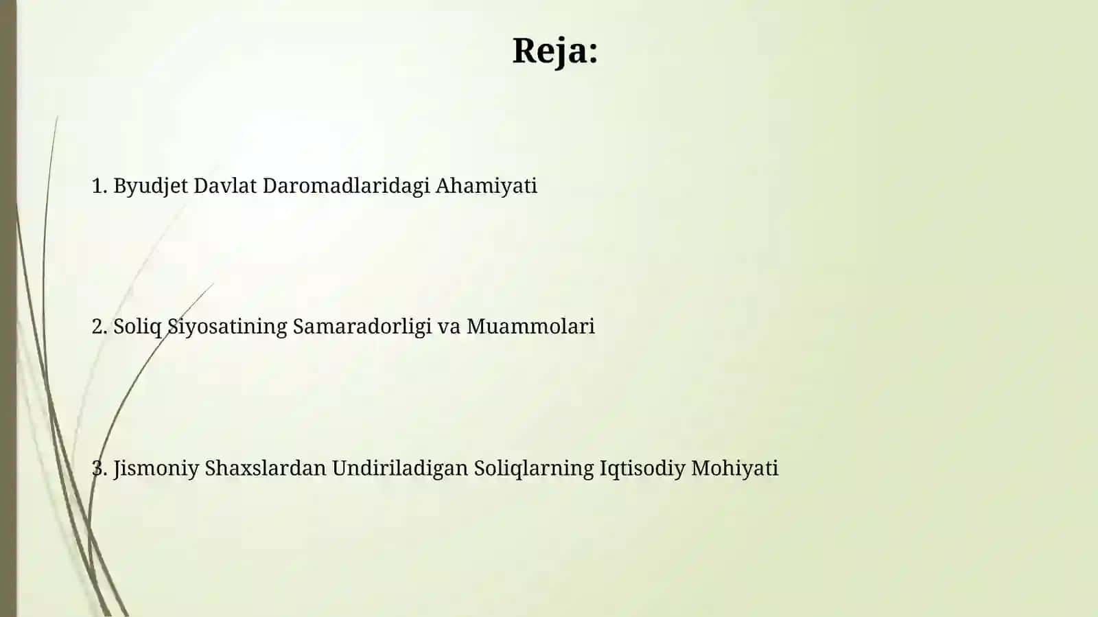 Jismoniy shaxslardan olinadigan solig'ining iqtisodiy mohiyati byudjet daromadlar ahamiyati 2
