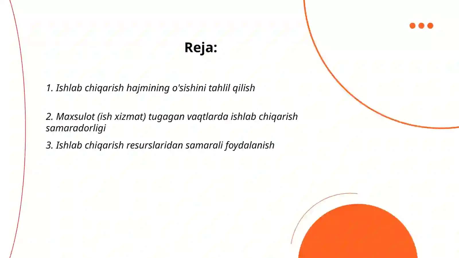 Ishlab chiqarish hajmining tahlili 2