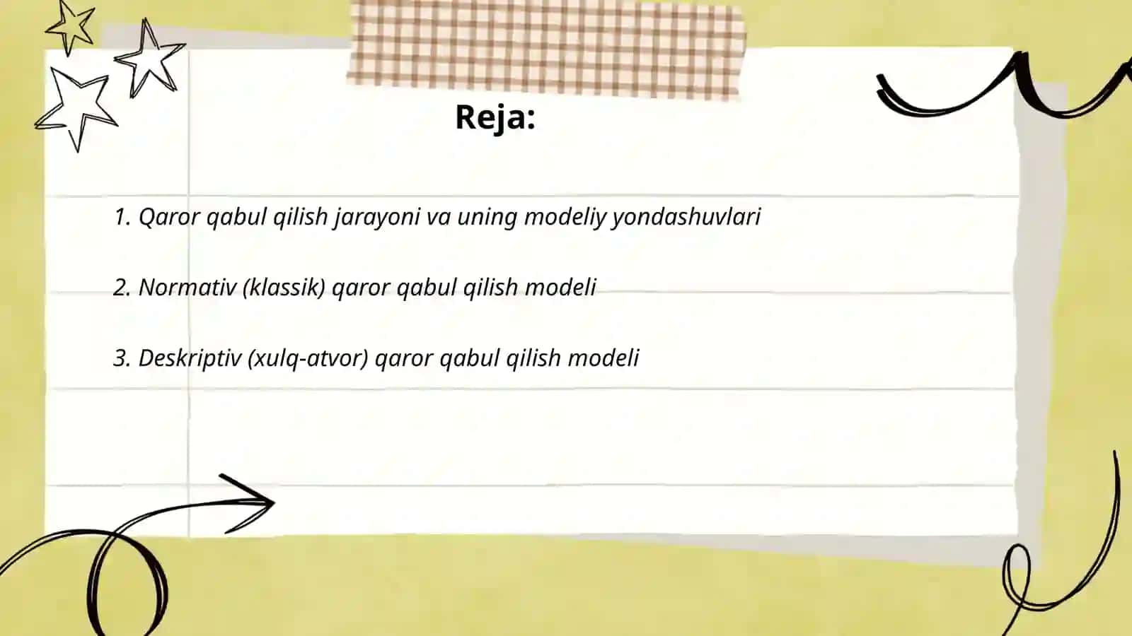 Zamonaviy menejmentda qaror qabul qilish modeli 2