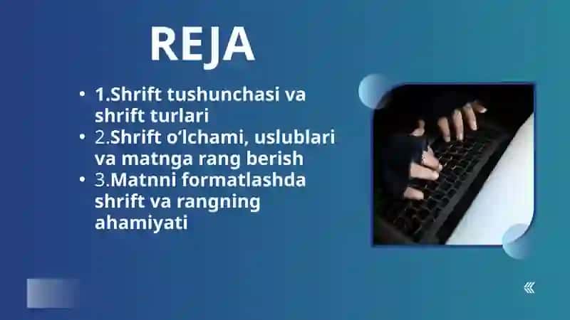 Matnga shrift va rang berish 2