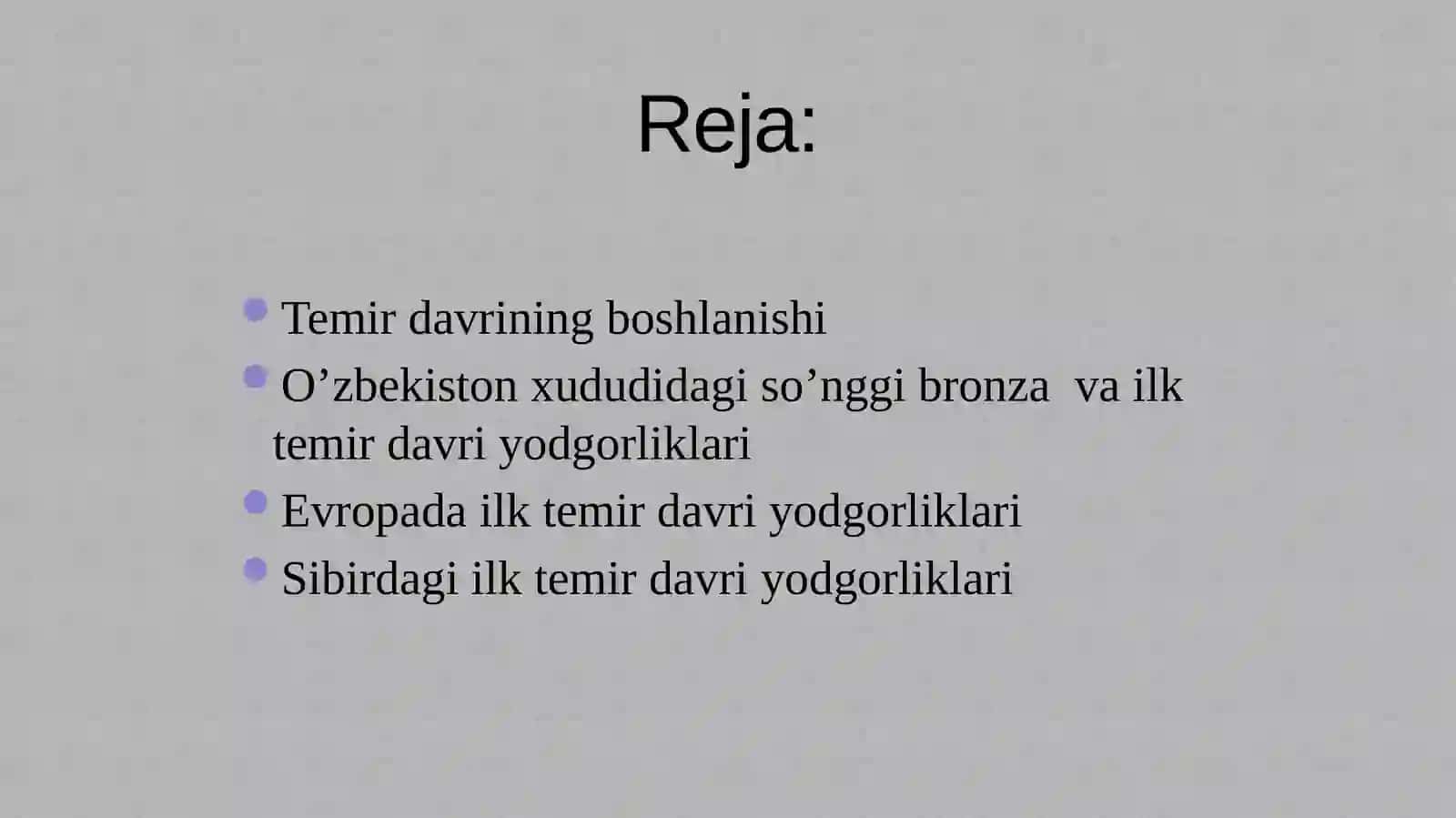 So’nggi bronza va ilk temir davri 2
