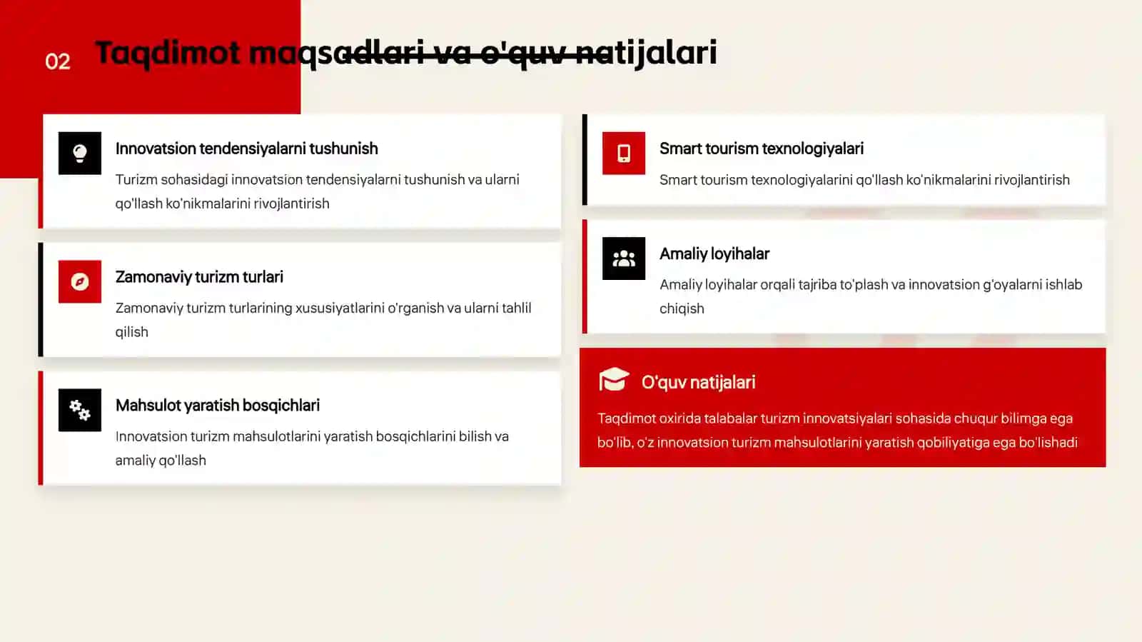 Turizmning innovatsion shakllari va innovatsion turizm mahsulotlarini yaratish 2