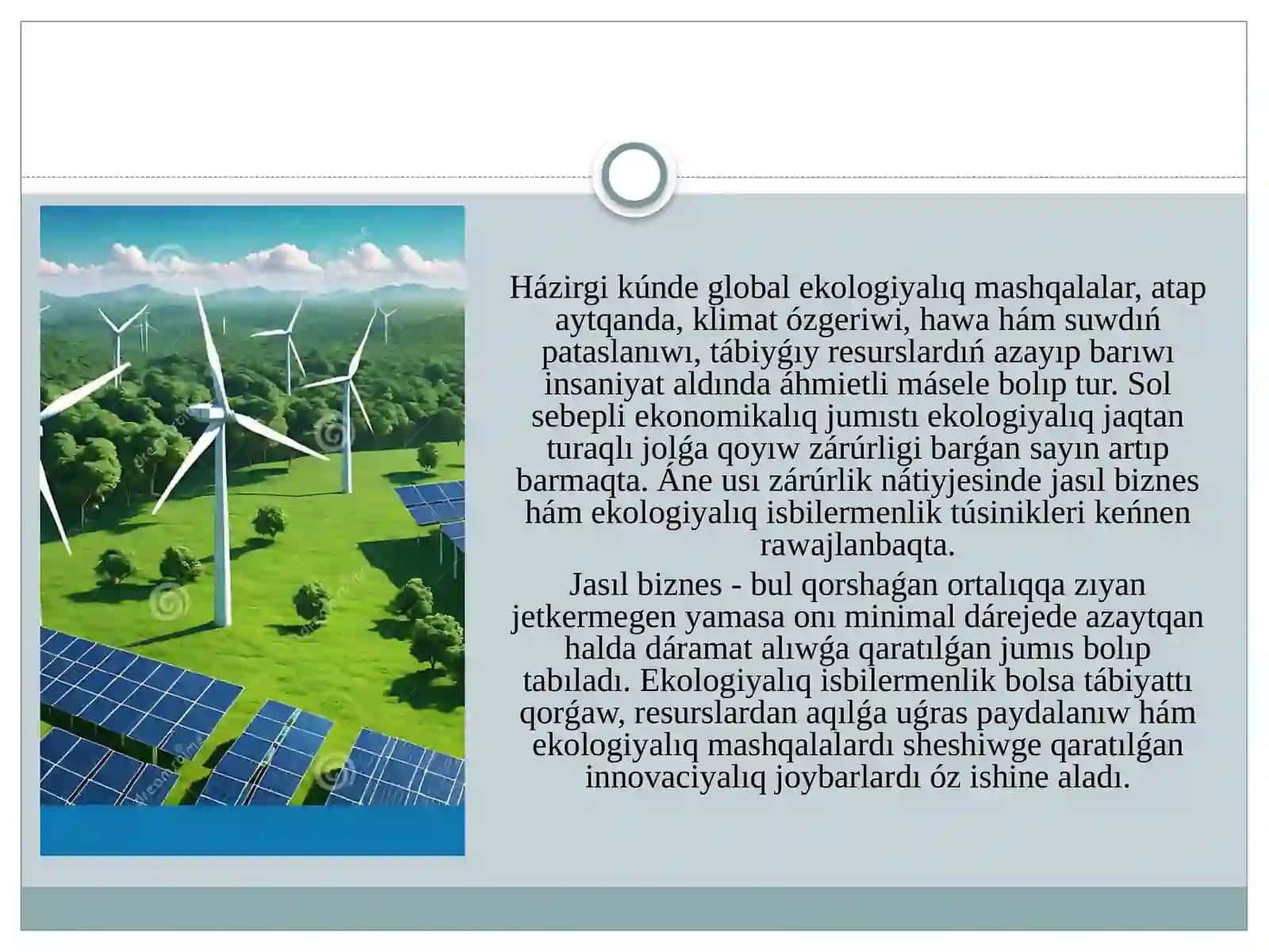 Jasıl biznes hám ekologiyalıq isbilermenlik joybarları 2