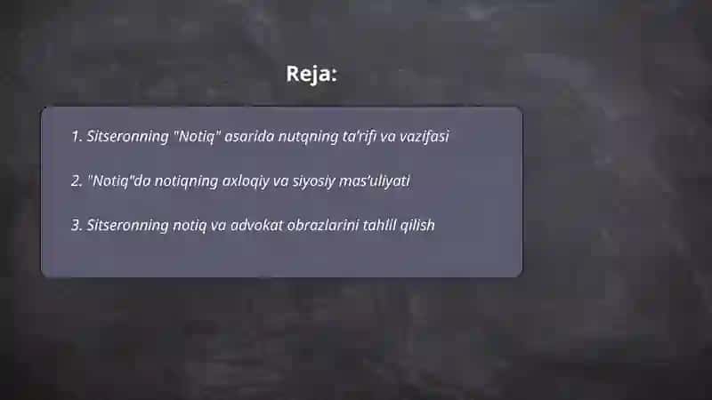 Sitseronning "Notiq" asari 2