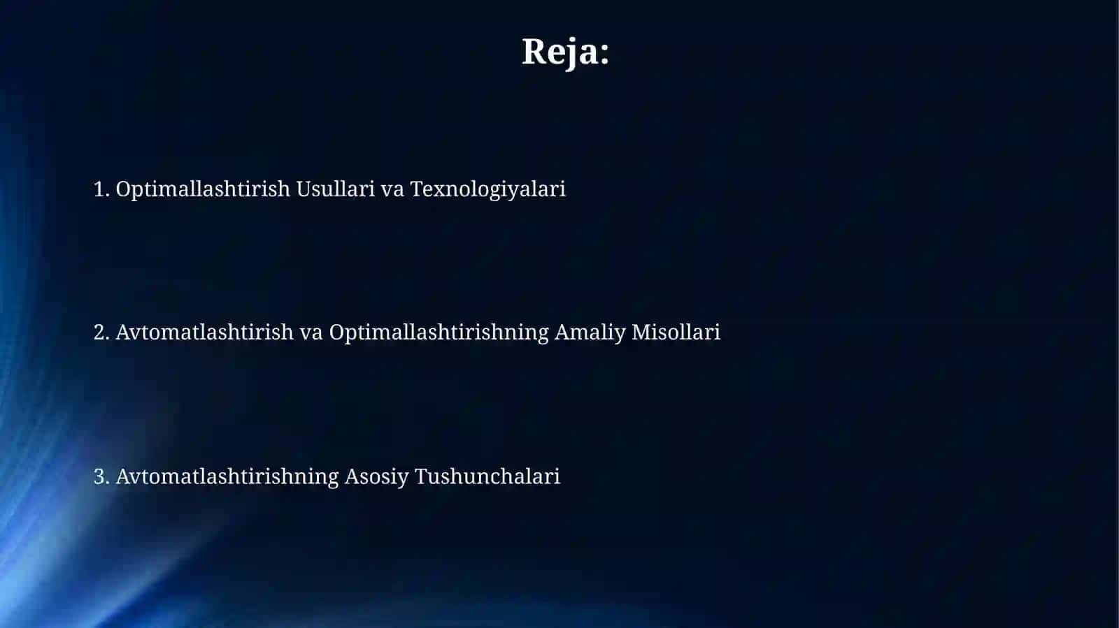 Avtomatlashtirish va optimallashtirish 2