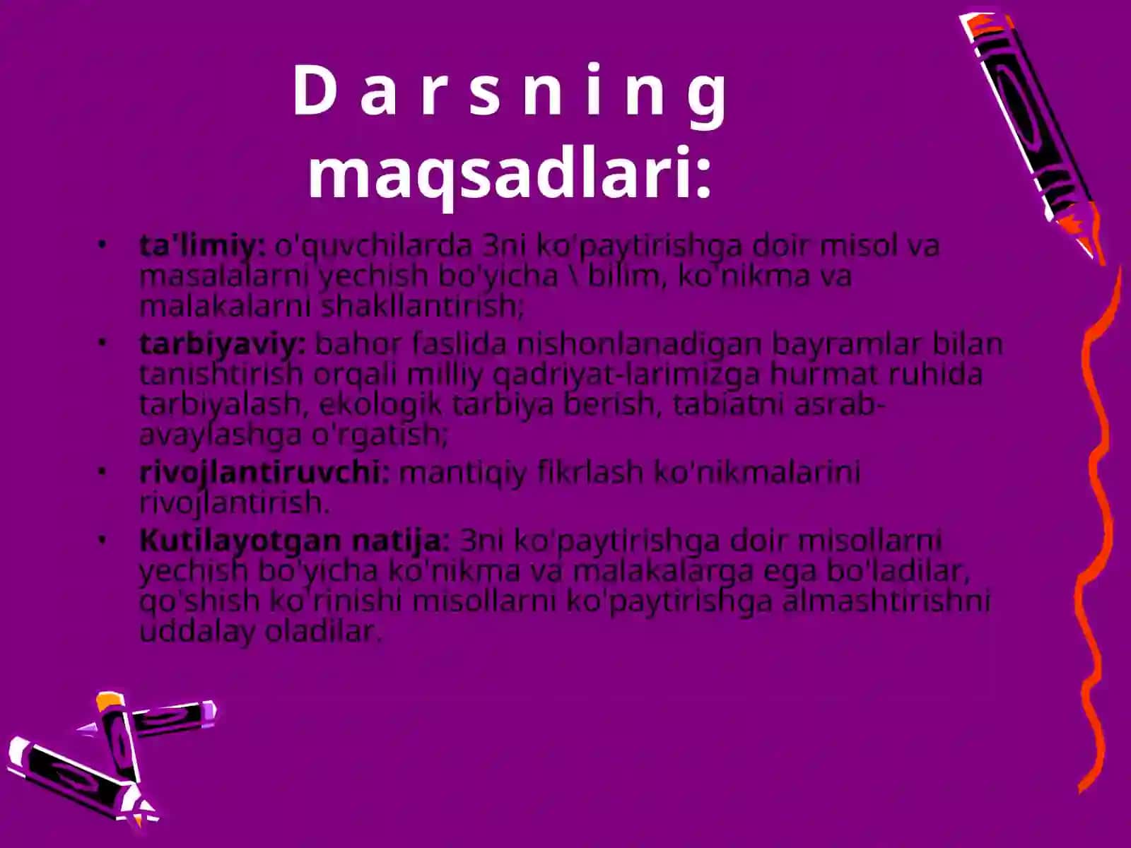 3ni ко'paytirishga doir misol masala yechish 2