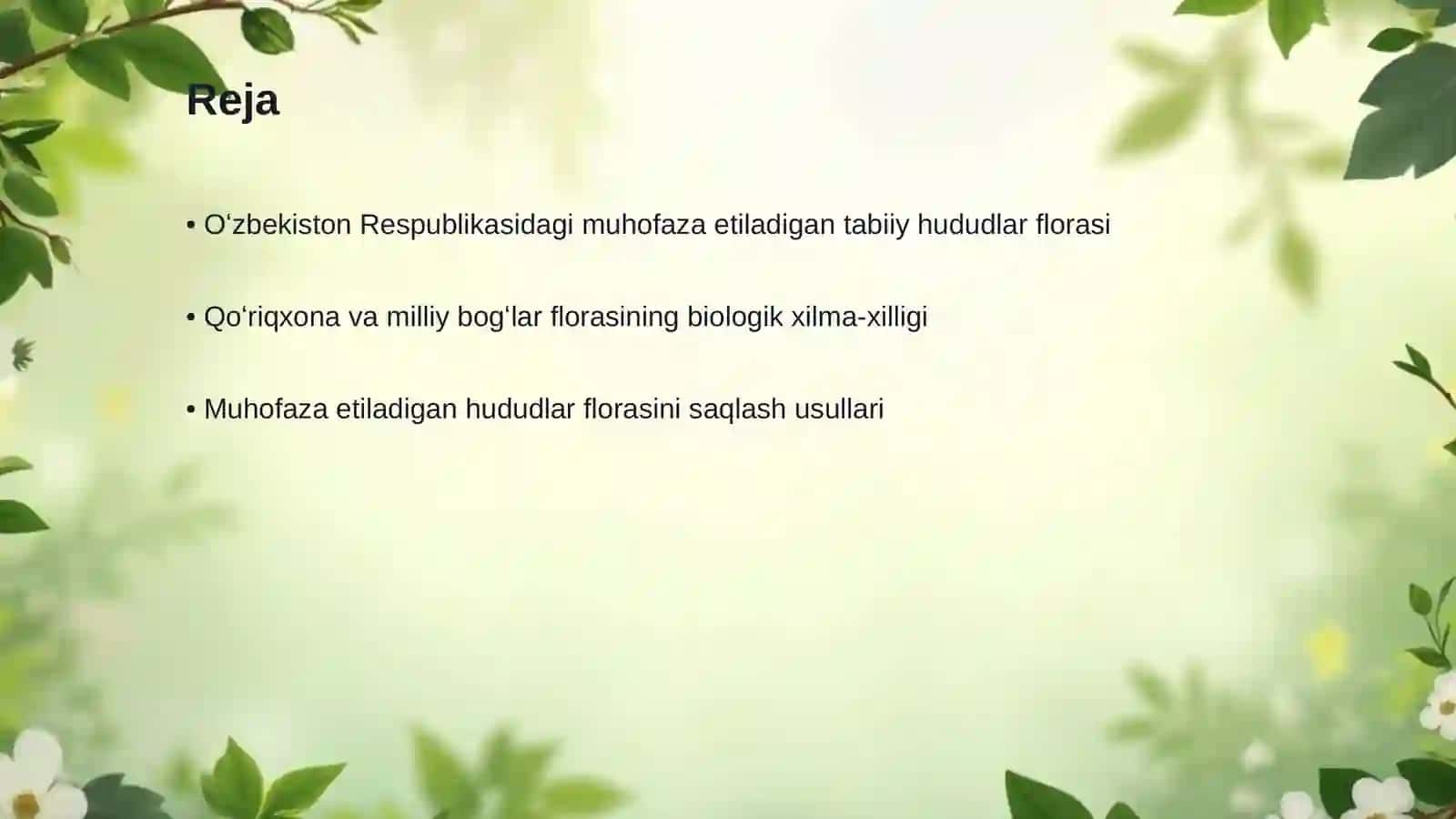 Respublikamizda muhofaza etiladigan tabiiy hududlar qo‘riqxona va milliy bog‘lar florasi 2