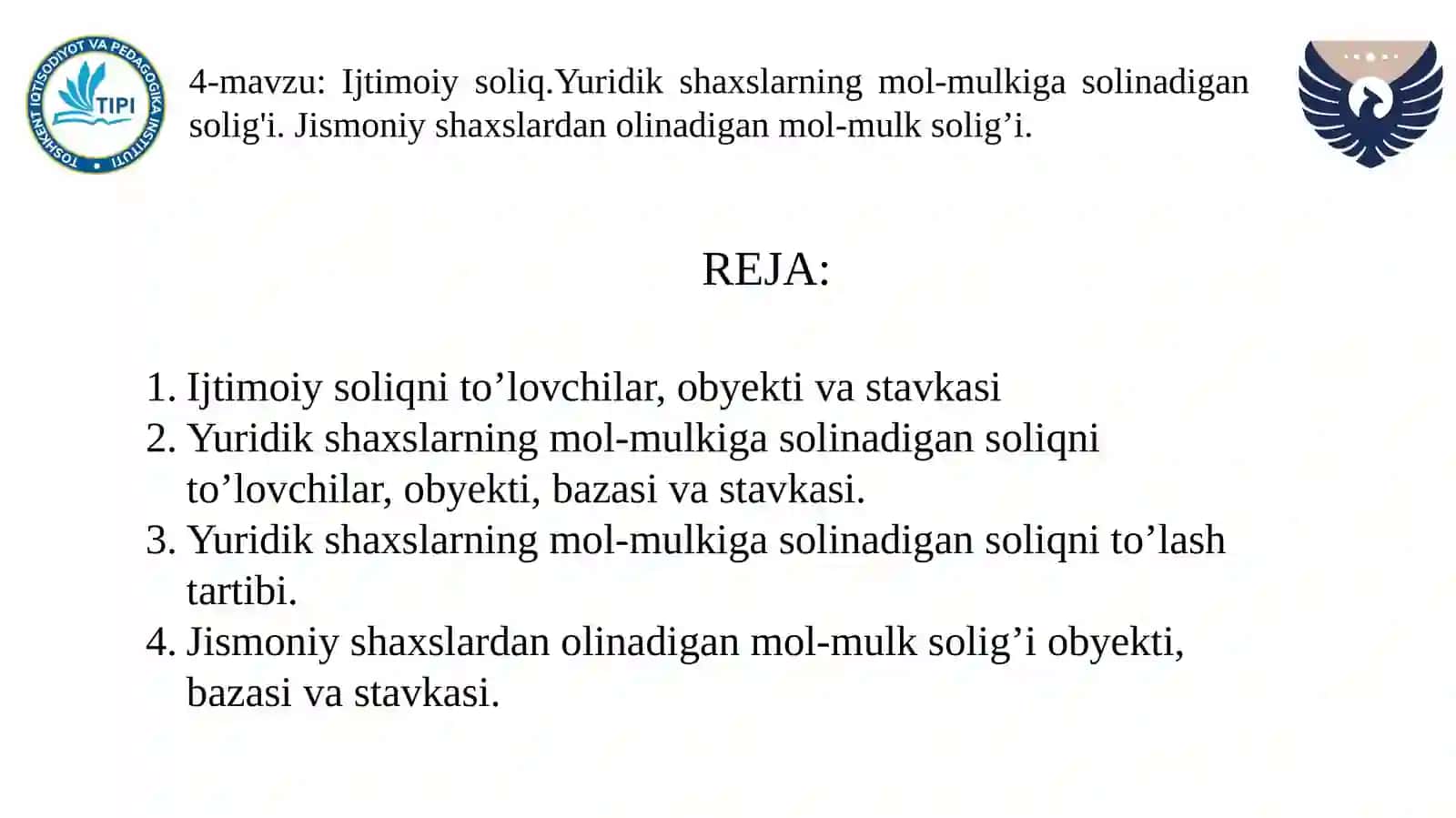 Soliqlar va soliq tortish fani 2