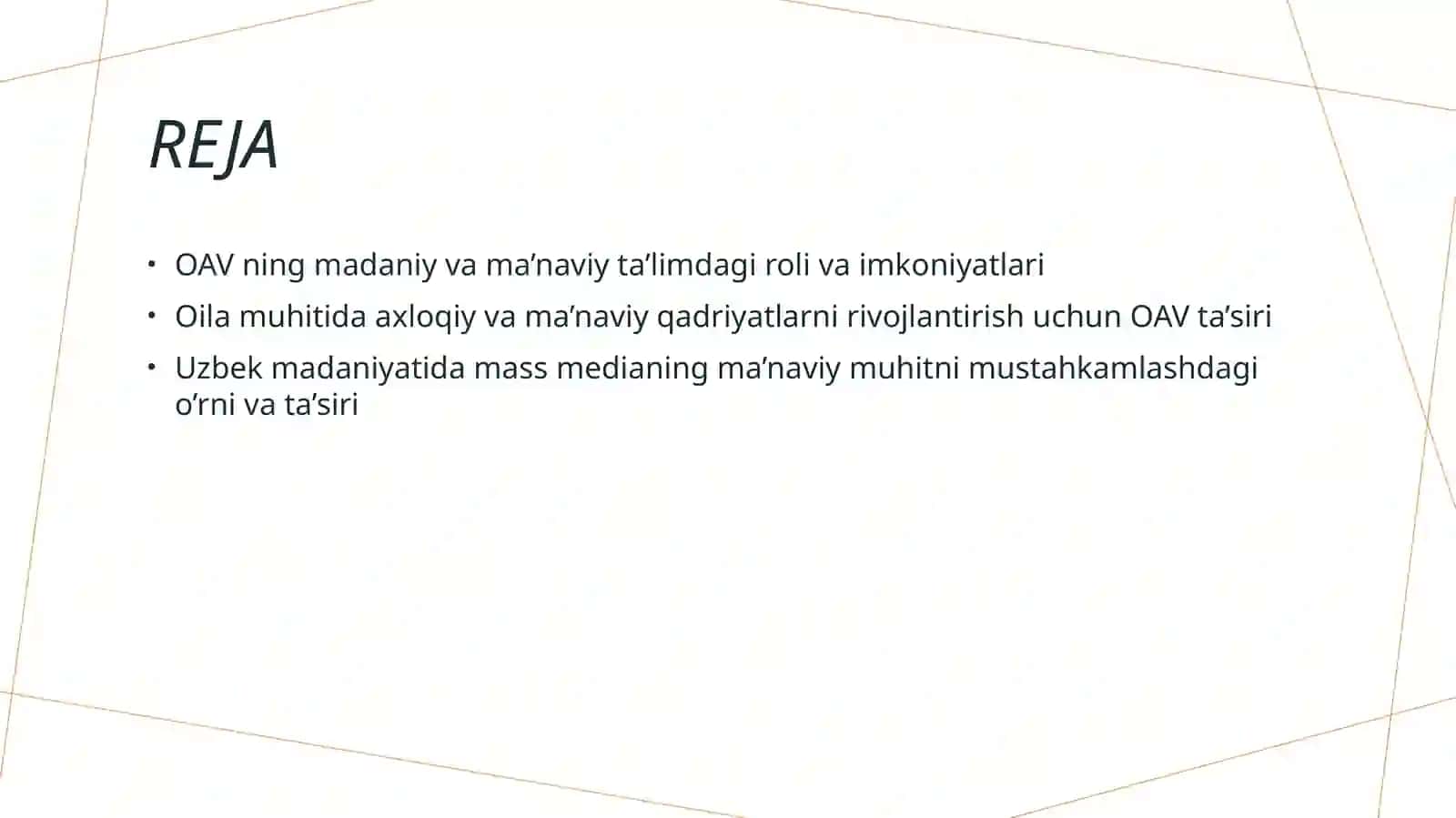 Oila ma’naviy muhitini sog’lomlashtirishda OAV o’rni 2