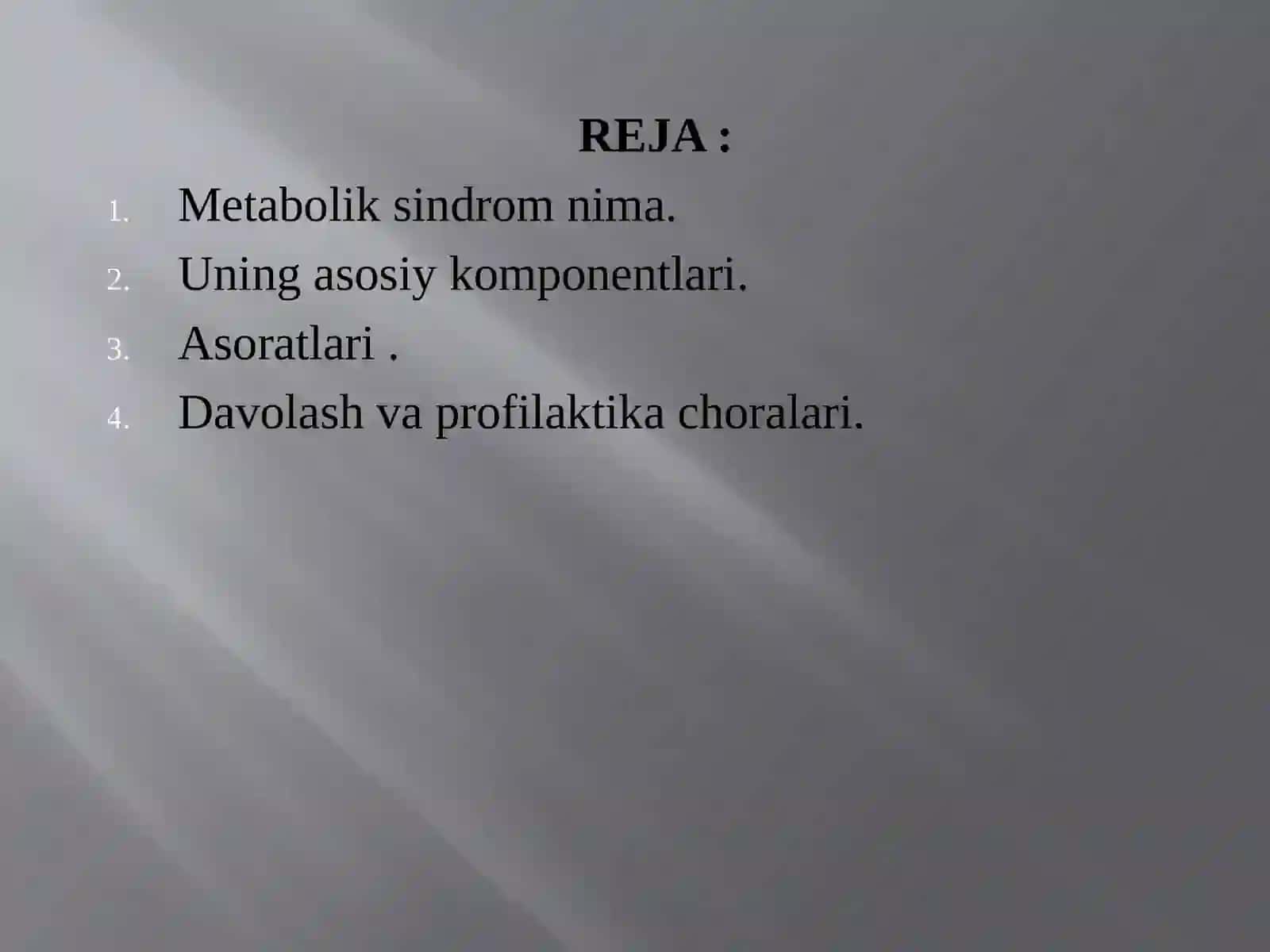 Metabolik sindrom kelib chiqishining biokimyoviy asoslari va asoratlari 2