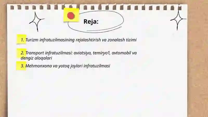 Turizm industriyasi va infratuzilmasi 2