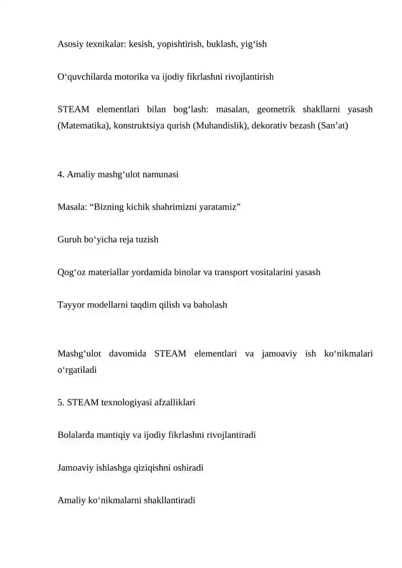 Maktabgacha ta’limda STEAM texnologiyasi asosida jamoaviy ishlashga o‘rgatish 2